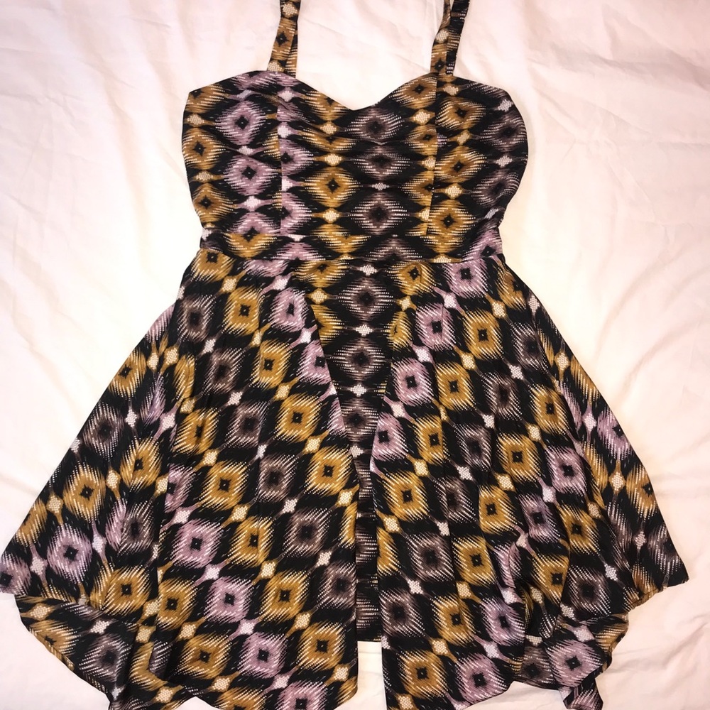 Bar III Ikat asymmetrically-hemmed dress